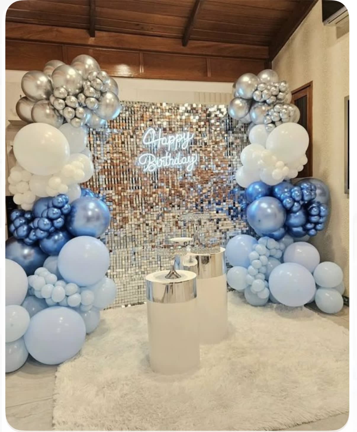 Silver & Blue Grand Balloon Birthday Decoration
