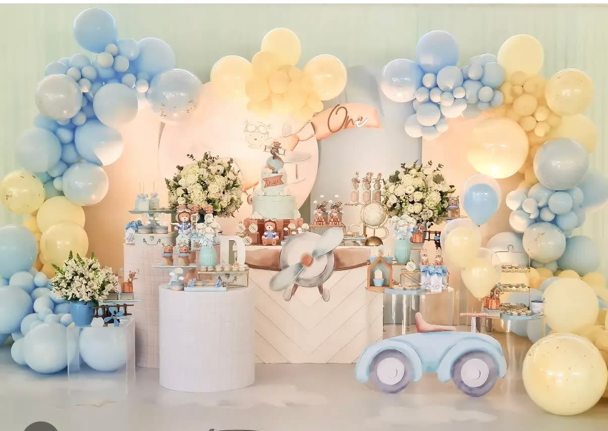 Baby Boy Birthday – Teddy & Airplane Theme Decoration