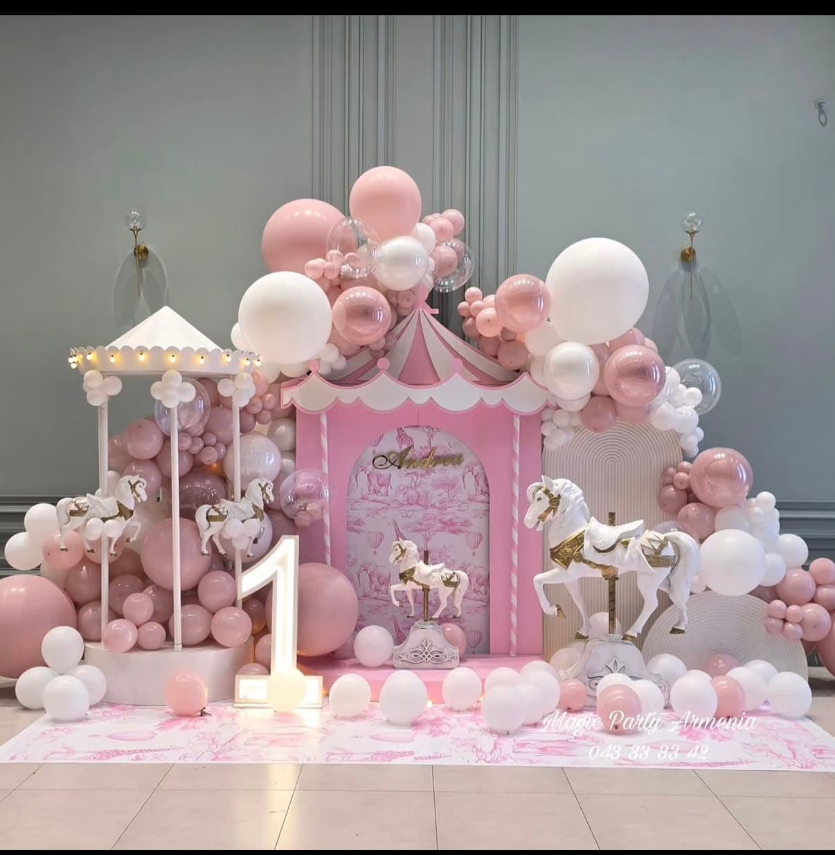 Simple Girl Birthday Theme Decoration | Elegant Balloon Decor