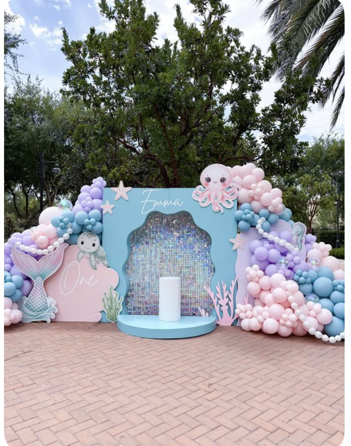Simple Sea Theme Birthday Decoration with Balloons