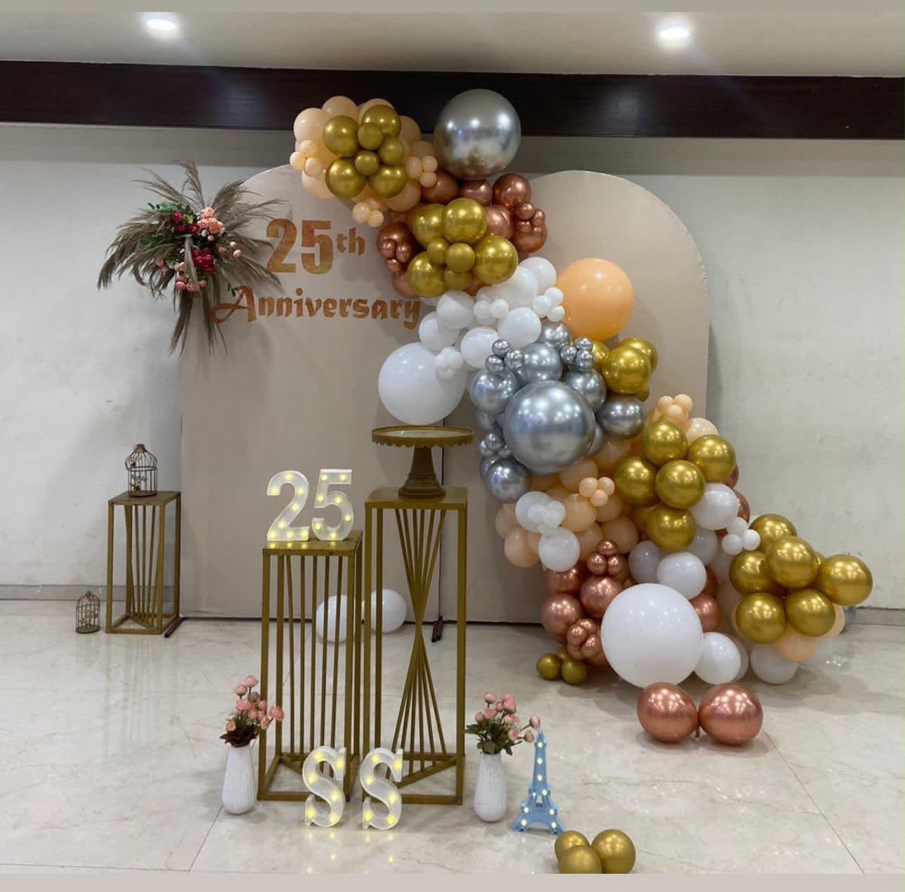 25th Anniversary Balloon Decoration | Silver Jubilee Party Decor